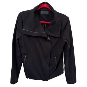 BLANKNYC Moto Jacket Black Sz M Asymmetrical Zip Stretch‎ Modern Fit Urban Y2K